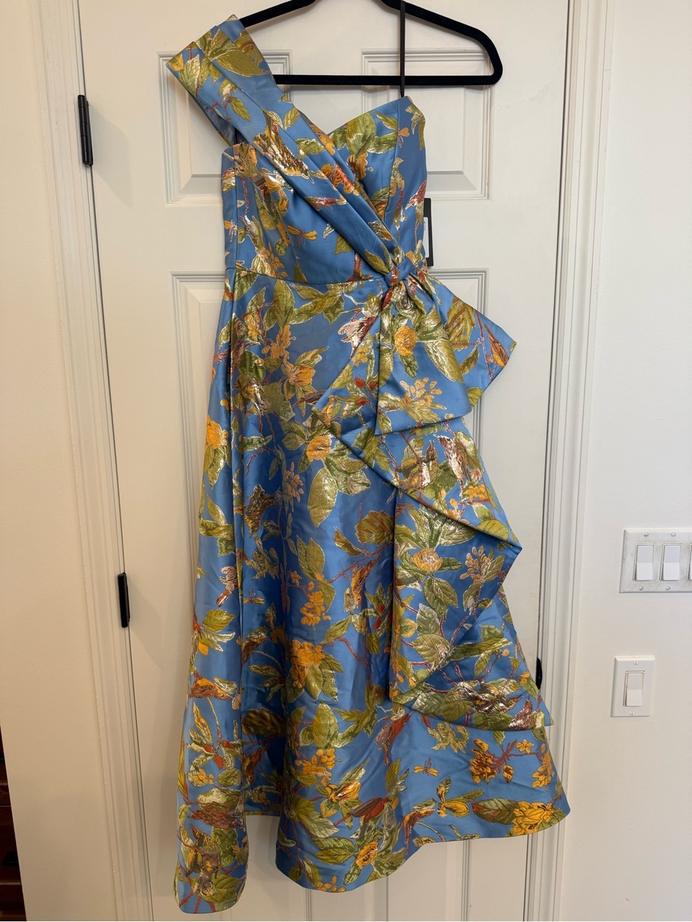 NWT Theia Dalia Tea Length One Shoulder Gown Mini Floral Dress size 2 - Picture 9 of 13